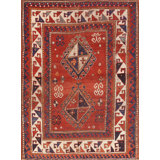 Antique Caucasian Wool Coral / Salmon Pink Hand Knotted Pile Rug