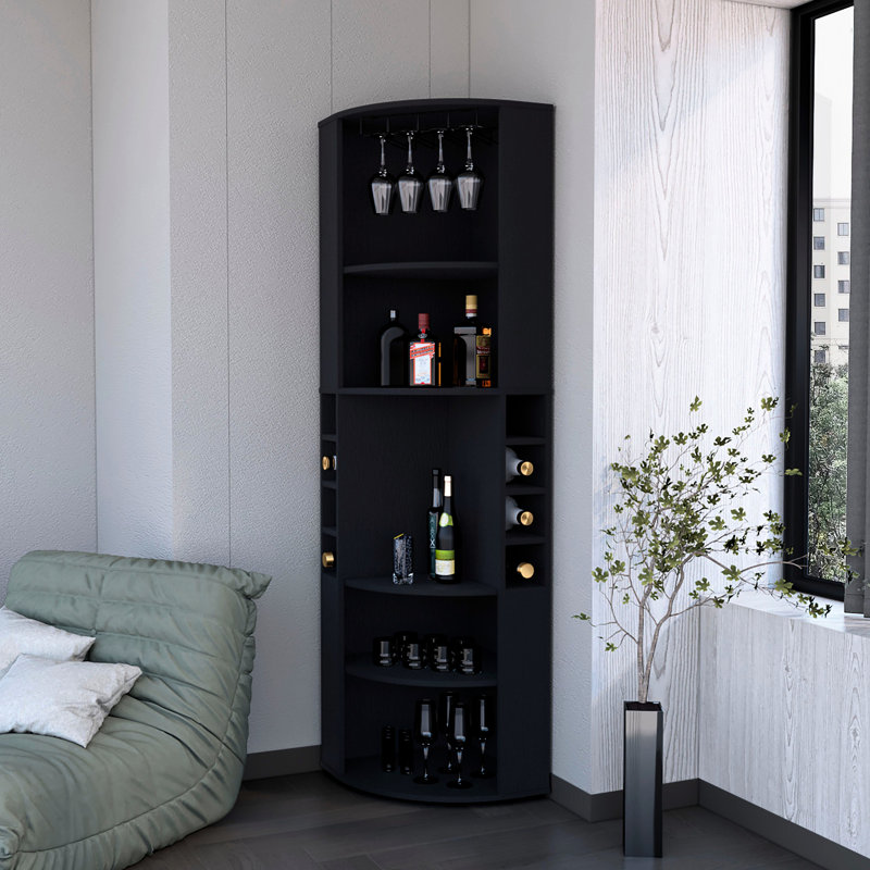 Armoire de bar avec 5 tablettes Alcester, Noir