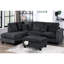 Canapé d'angle contemporain 3 pièces avec méridienne à droite, méridienne à gauche avec rangement et coussins assortis pour salon. Ensemble de 3 pièces moderne avec jeté de canapé.