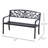 Outsunny 50" Outdoor Bench, Metal Garden Bench With Floral Pattern Backrest, Porch Bench With Slatted Seat For Park, Yard, Lawn, Black