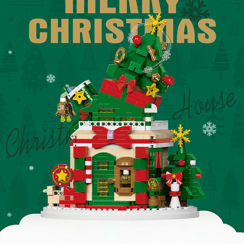 Christmas Tree House Building Blocks Set