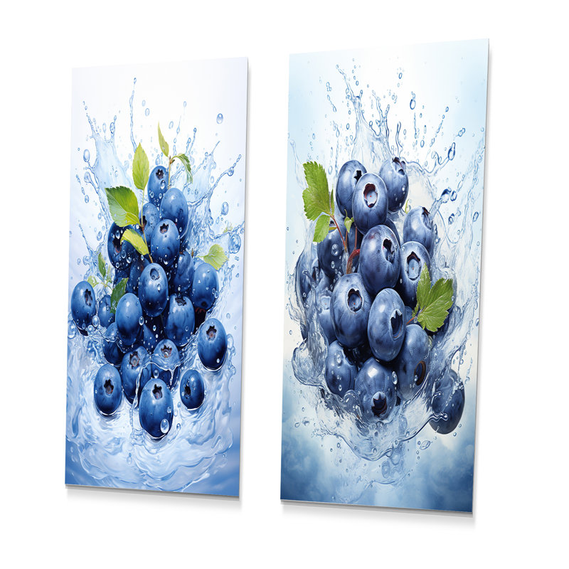 Ballet Blue Berry Ballet Fruit - fruits, ensemble de 3 reproductions d'art mural en métal, H 28 po x l 24 po