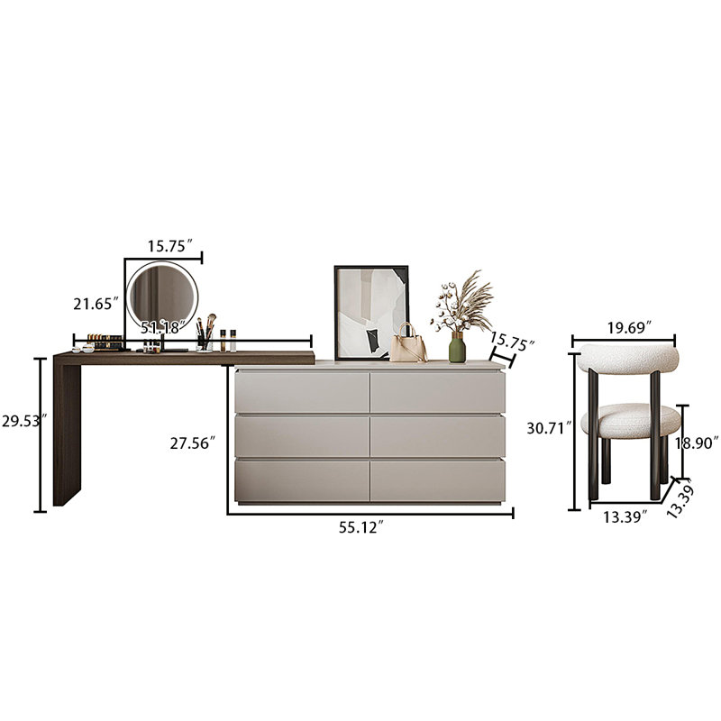 Modern minimalist rectangular dressing table