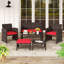 Ensemble de 6 meubles de patio avec 1 causeuse, 1 table basse, 2 fauteuils et 2 repose-pieds rouges-739856794-739856795