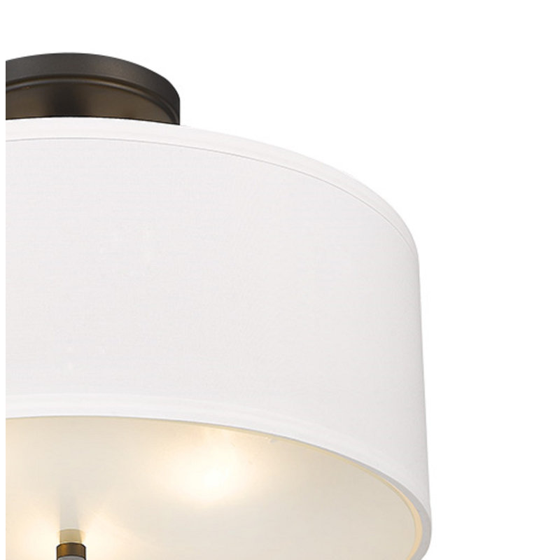 Fabric Semi Flush Mount, Oiled Bronze