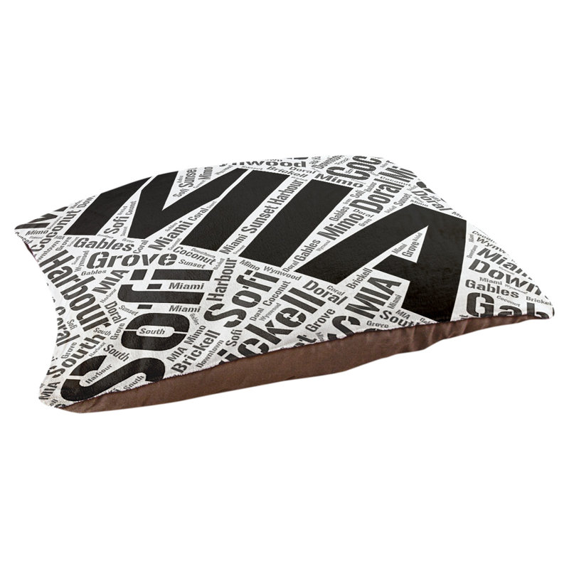 Coussin de chien « districts », Miami, Grand (l 40 po x P 30 po x H 14 po), Noir