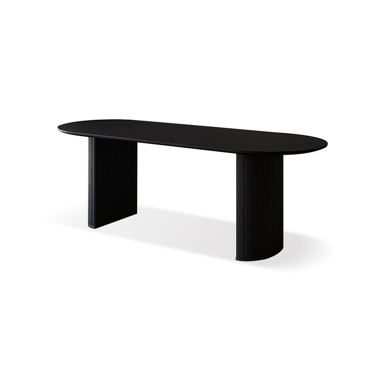 Black Oval Solid Wood Dining Table, 29.53"H x 70.87"L x 31.5"W