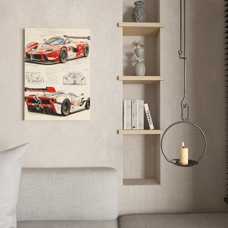 Voiture, voiture de sport, peinture sur toile, impression sur toile, décoration intérieure, H 30 po x l 20 po