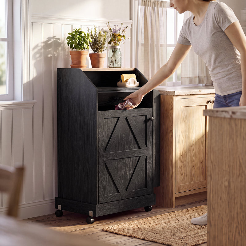 Chariot pour îlot de cuisine roulant, armoire de rangement mobile avec armoire à poubelle cachée, support à épices et roues verrouillables pour la cuisine, la salle à manger et le salon