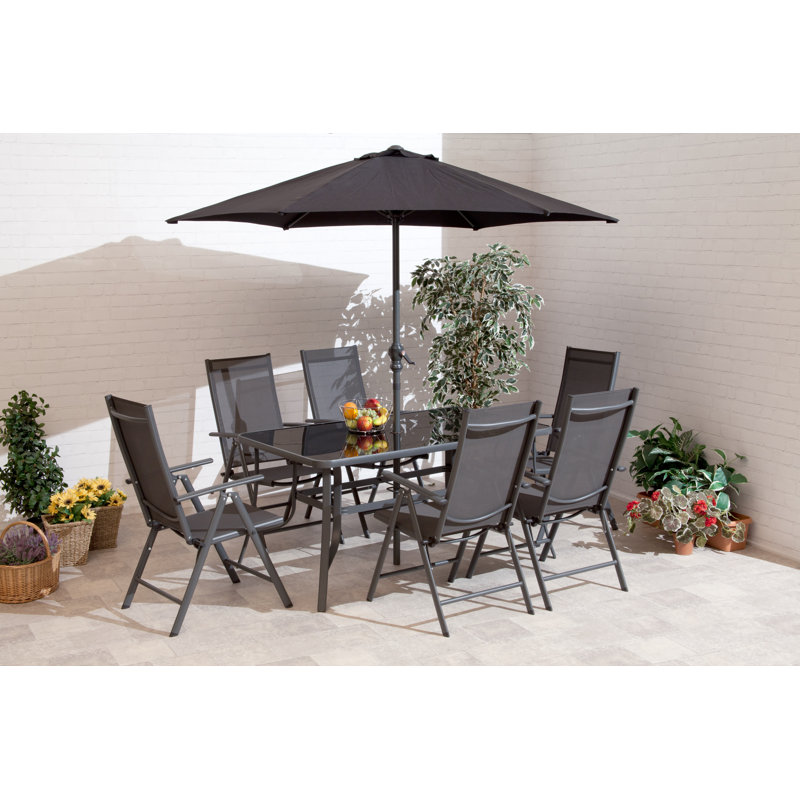 Ensemble repas 7 pièces avec parasol Ubon