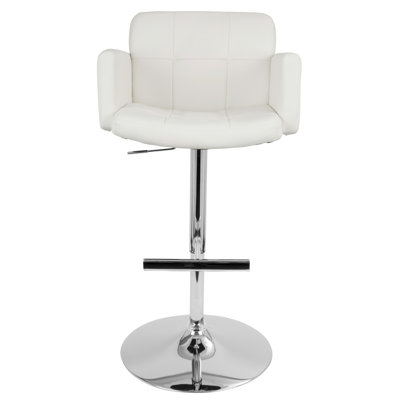 Tabouret de bar contemporain réglable avec pivot et similicuir blanc
