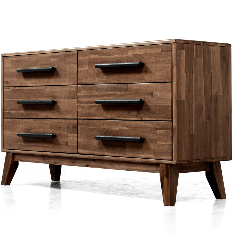 Commode double 6 tiroirs LECY, Noyer