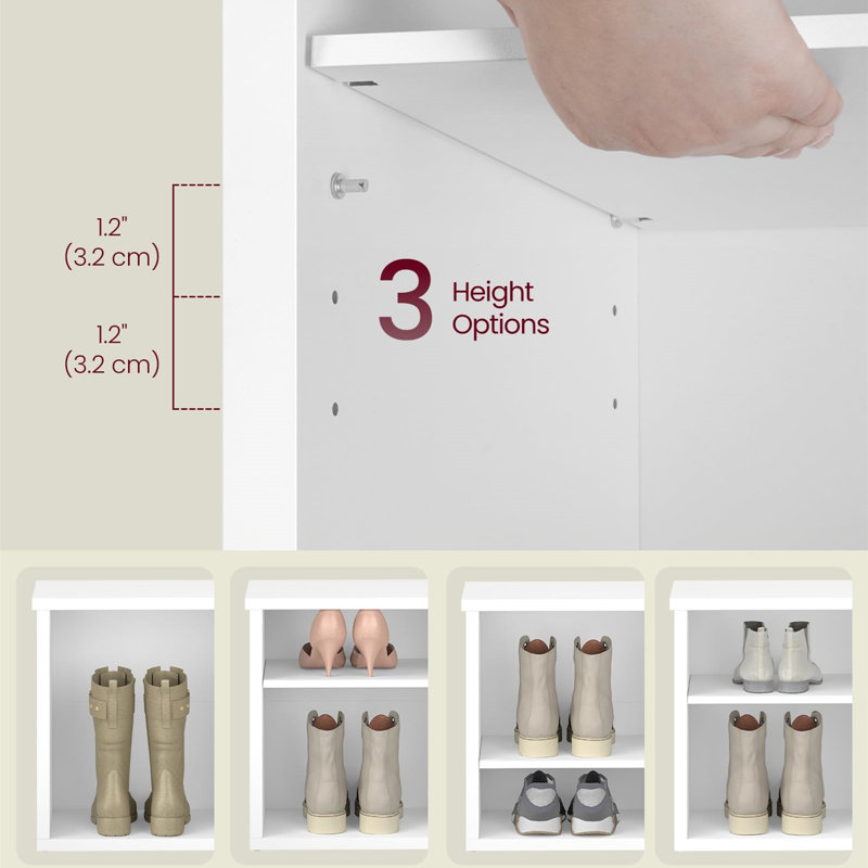 15 Pair Shoe Storage Bench, White