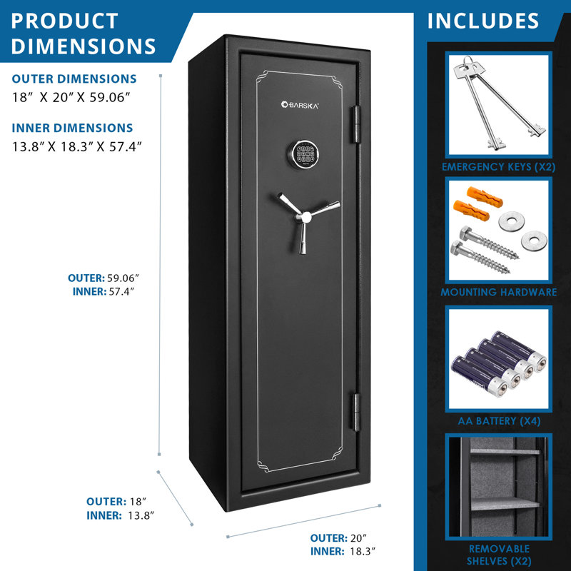 Tall Fireproof Safe Vault for Extended Security, 59" H x 20" W x 18" D
