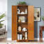 Armoire de rangement en chêne à 8 tablettes et 8 portes, 72,4 po de hauteur. Pour différents endroits. Extérieur lisse, structure à emplacements variés. Finition, fabrication