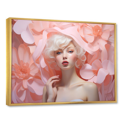 Cubisme rose pastel, femme, portrait III - mode, art mural