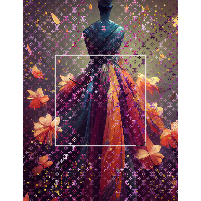 Luxurious Fantasy Dress I - Drop Shape Large Fashion 3D Wall Clock, Small