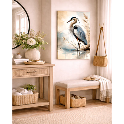 «Elegant Blue Heron», reproduction d'art sur toile