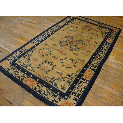 Antique Chinese - Ningxia Small Scatter Size Wool Blue Rug