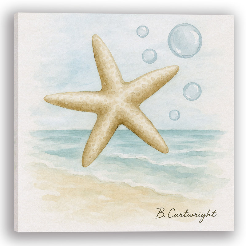 «Sandy Shore Starfish», art mural sur toile tendue, H 20 po x l 20 po