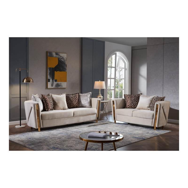 Canapé majestueux en tissu velours épais et majestueux, Beige