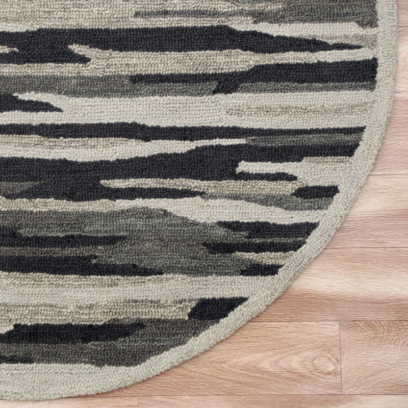 Karleigh Hand Tufted Wool Camouflage Indoor Rug, Round 6'