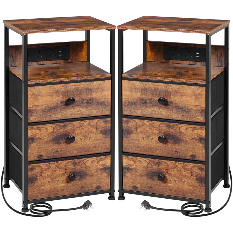 Bedside Table, Rustic Brown