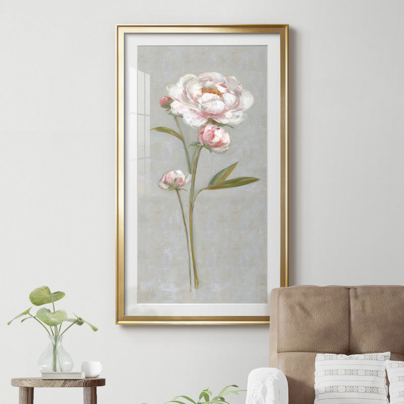 Pivoine magique I - Cadre photo, reproduction d'art sur papier, Papier doré, H 10,5 po x l 18,5 po x P 1,5 po