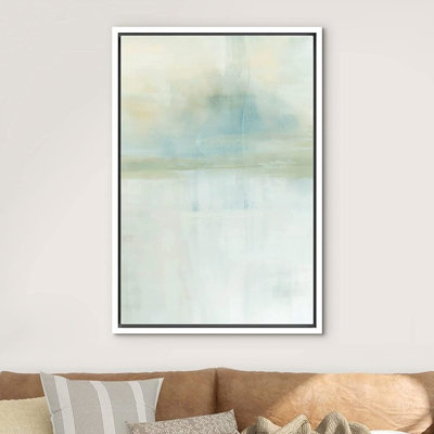 Collage aquarelle gris sarcelle Mid-Century pastel - peinture sur toile