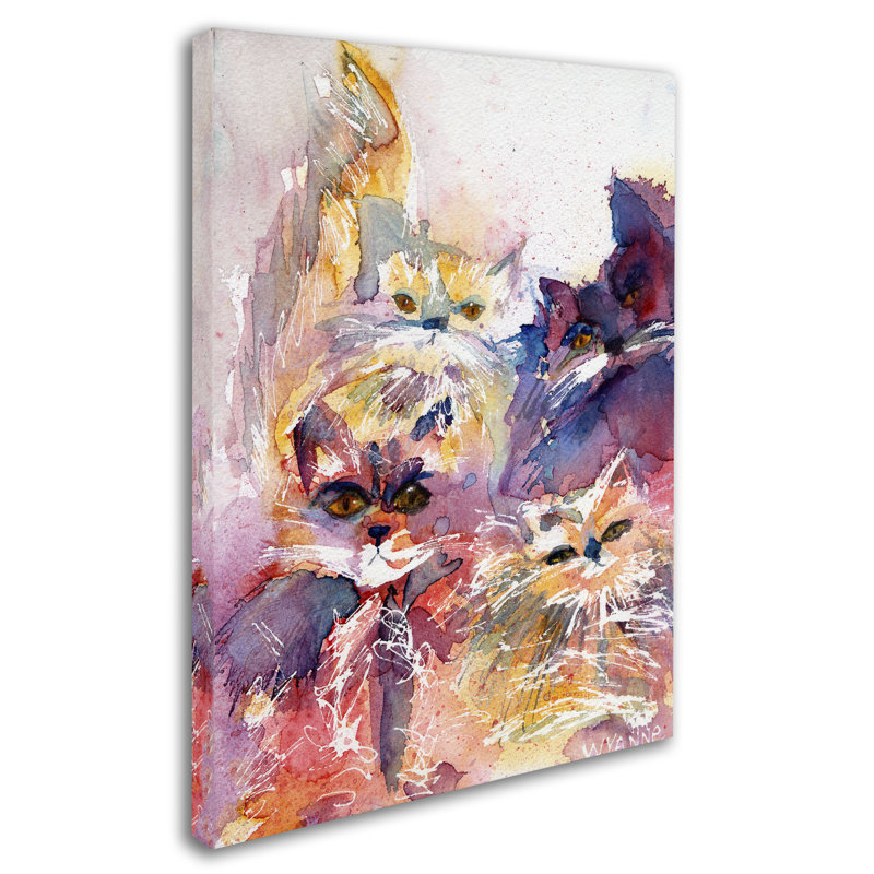 «Four Kitties» de Berkley, reproduction sur toile tendue, H 24 po x l 18 po x P 2 po