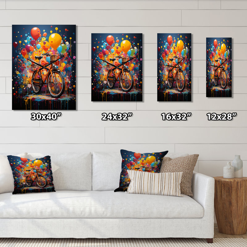 Horloge murale vélos «Bold Rides Pointillism II», H 28 po x l 12 po x P 1 po