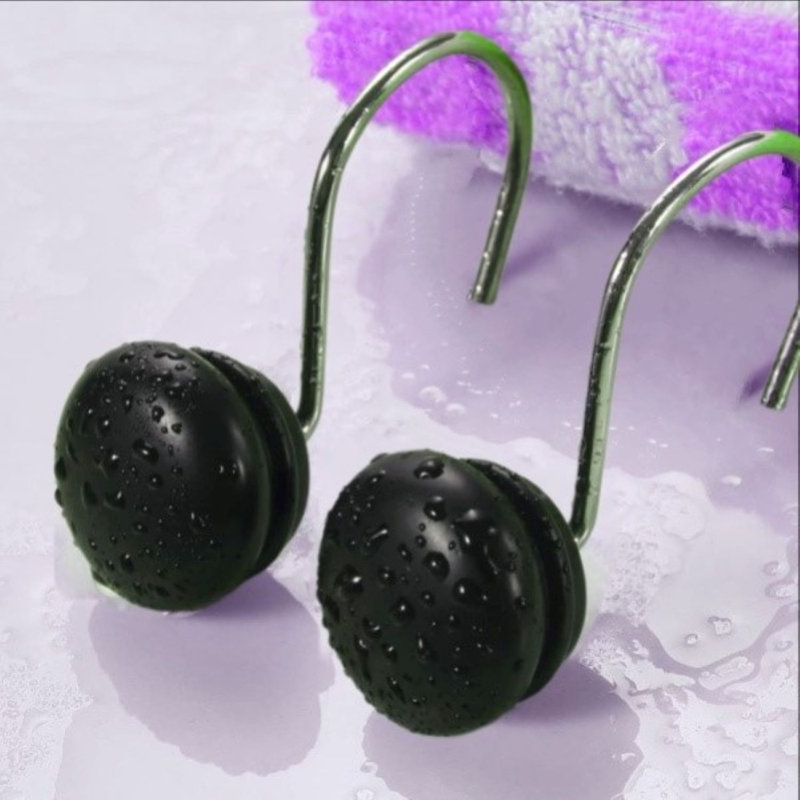 Crochets de rideau de douche Estella, Noir