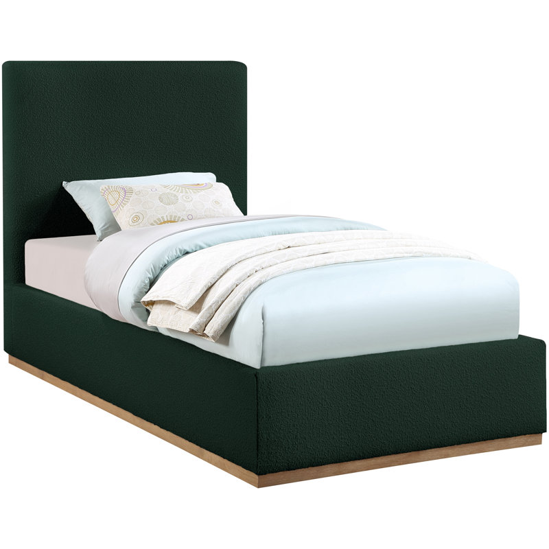 Monaco Piero Boucle Fabric Bed, Twin, Green Boucle Fabric