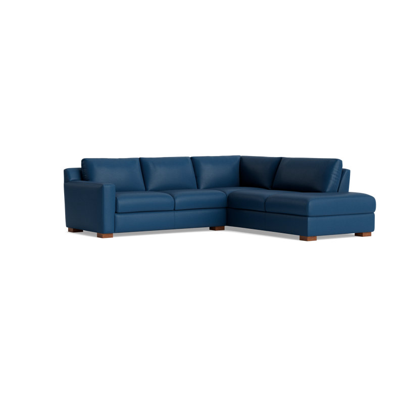 Catalina Sectional, Right Hand Facing, Leather - Deep Blue