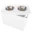 Gamelles surélevées PETMAKER en acier inoxydable (2 pièces) avec rangement - Capacité de 1,5 litre pour la nourriture ou l'eau (blanches)