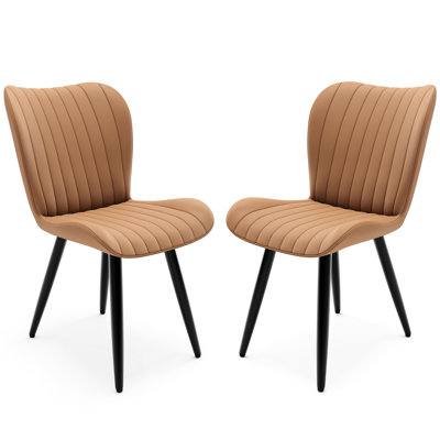 Chaise de salle à manger de style industriel chic, siège en cuir luxueux avec structure en métal pour un confort optimal, largeur 41,3 cm (16,27 po), pieds robustes et élégants, hauteur 83,7 cm (32,95 po).