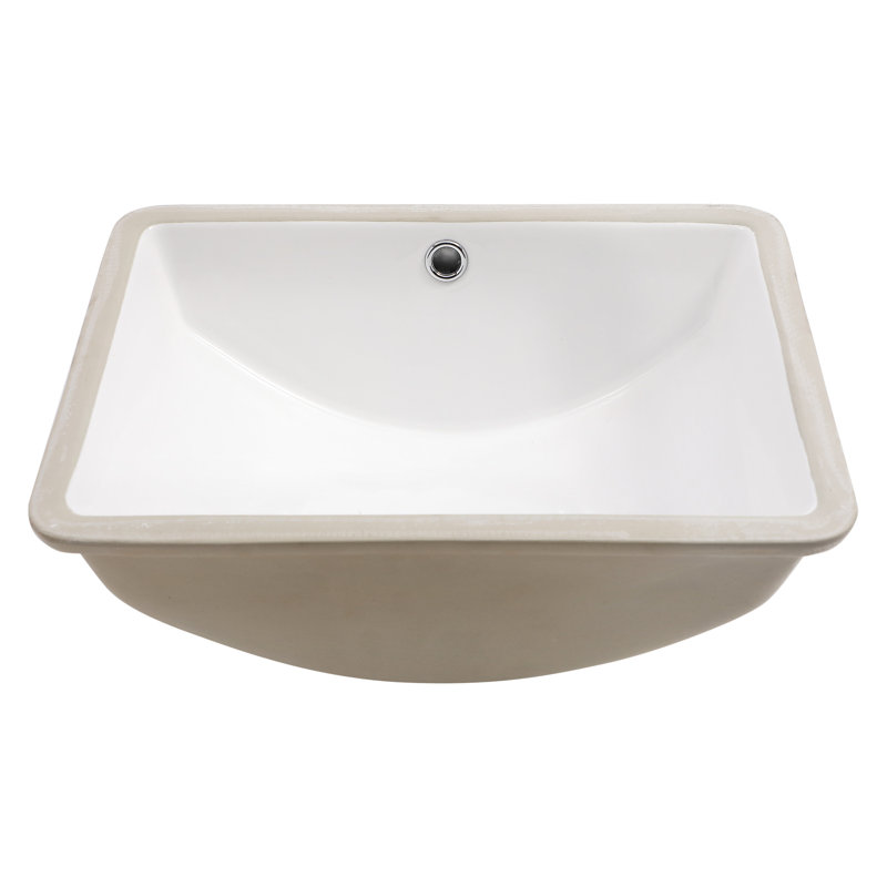Lavabo de salle de bain rectangulaire moderne encastré en céramique blanche avec trop-plein 18,5 po x 14 po, élégant pour le bureau et l'utilisation 18,5 po x 14 po encastré, teinté, divers espaces
