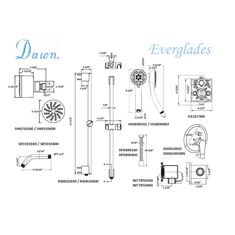 Everglades Series Complete Shower System with Rough in-Valve, Brushed Nickel
