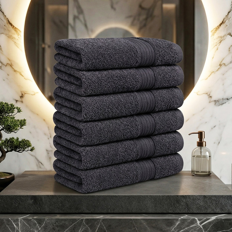  Hand Towels Quick Drying 100% Cotton 600 GSM, Grey