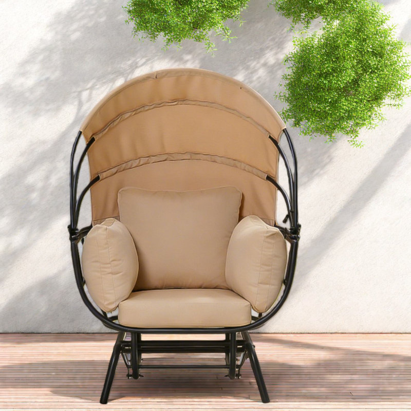 Comfort Patio Lounge Chairs, Steel Modern Egg Chair With Canopy, Patio