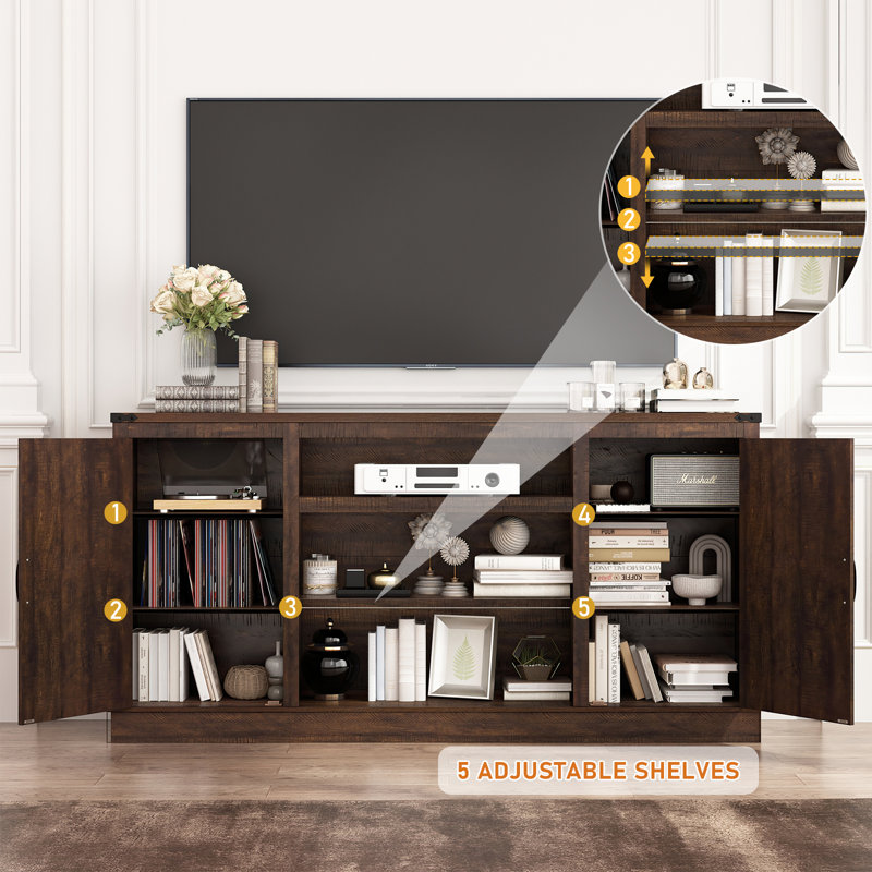 Cerell Media Console and TV Stand for TVs up to 75", Brown