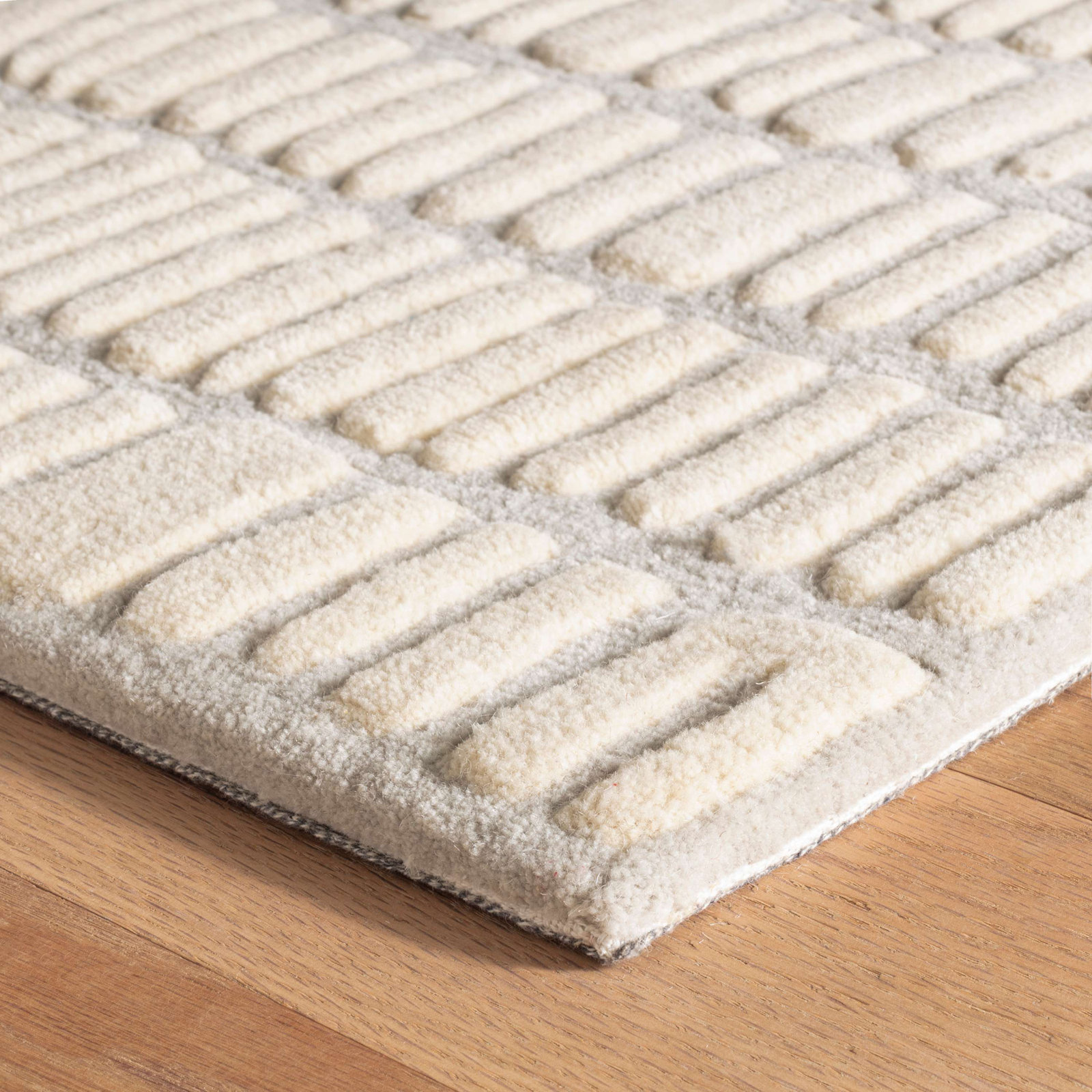 Roark Ivory Hand-Tufted Geometric Wool Rug, Runner 2'6" x 8'