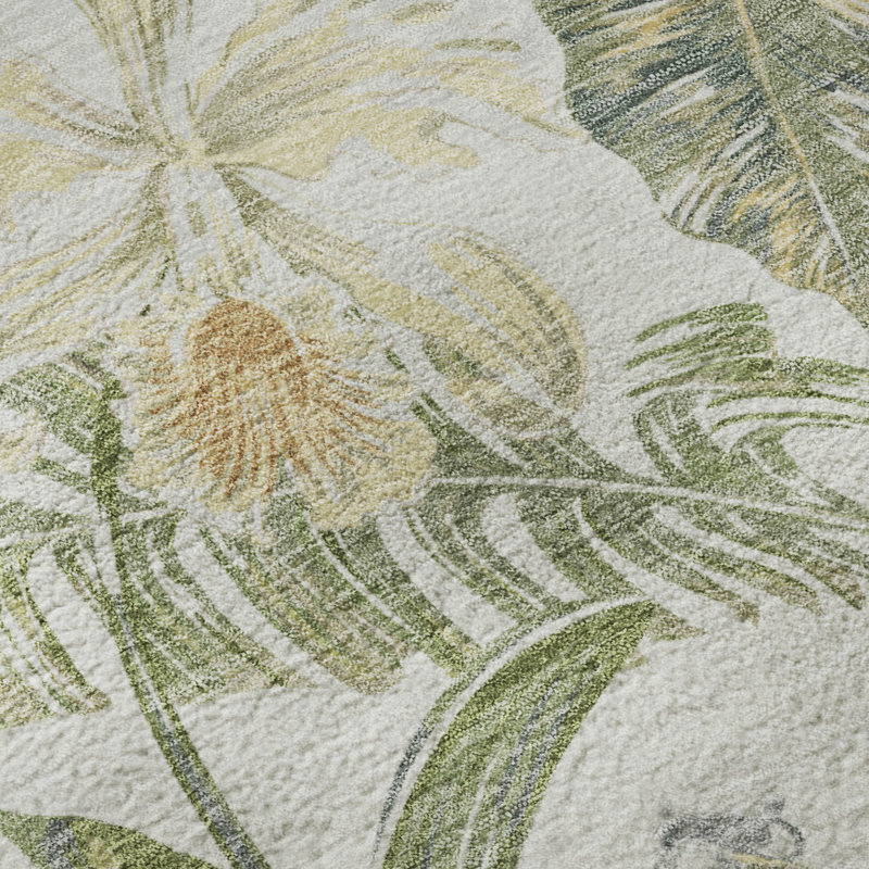 Premium Machine Washable Varroville AMF1708 Floral Rug, Rectangle 3' x 5'