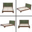 Structure de lit grand style Mid-Century avec tête de lit tapissier - Finition noyer et vert | Assemblage facile | Support robuste-678674159-678674157
