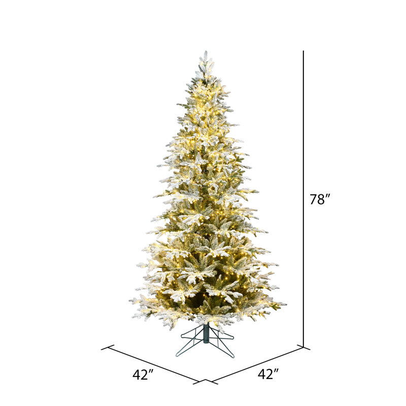 Kamas Flocked Fraser Fir Slim Artificial Christmas Tree, 6.5' H