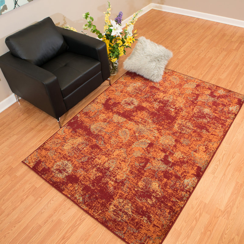 Tapis damassé cramoisi, Rectangle 1 pi 10 po x 3 pi