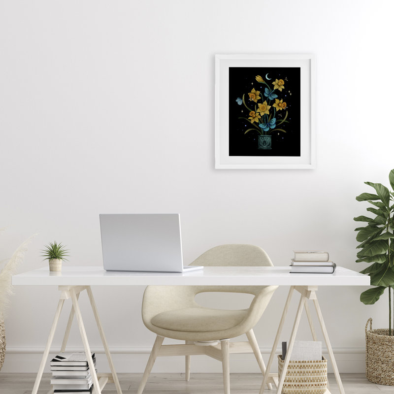 Mystical March Daffodils, reproduction encadrée sous verre, conception par Episodic Dessins, H 16 po x l 13 po