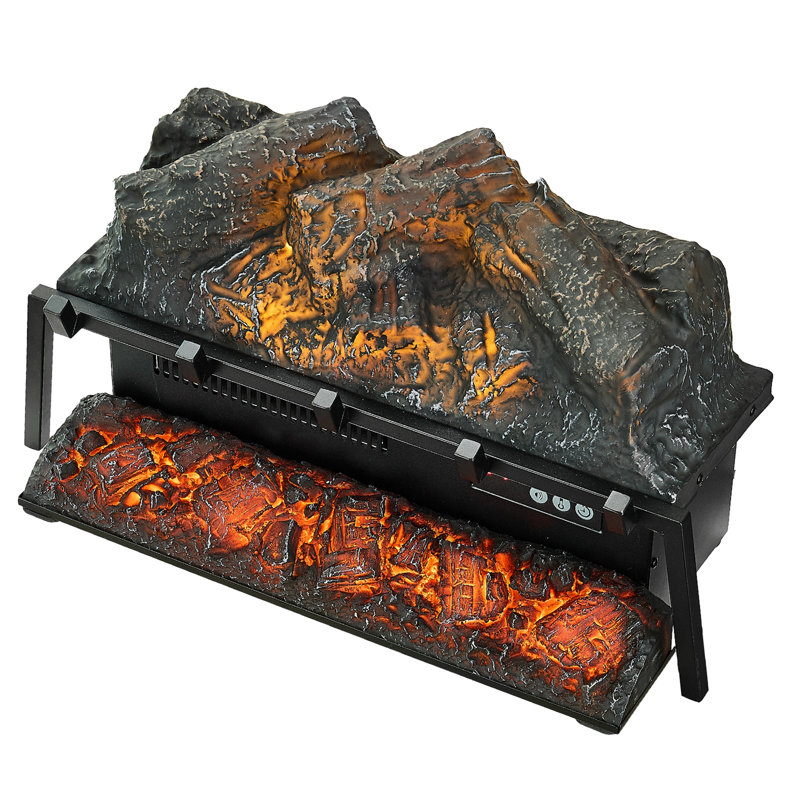 Foyer électrique encastrable 23 pouces avec son craquelé réaliste, chauffage infrarouge de 1 500 W, luminosité de flamme réglable et télécommande