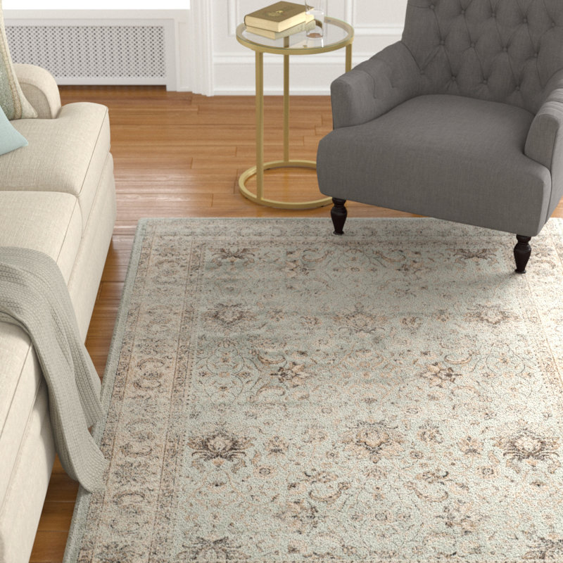 Tapis oriental en viscose rouge / gris Jules Garden, Rectangle 5 pi 1 po x 7 pi 7 po