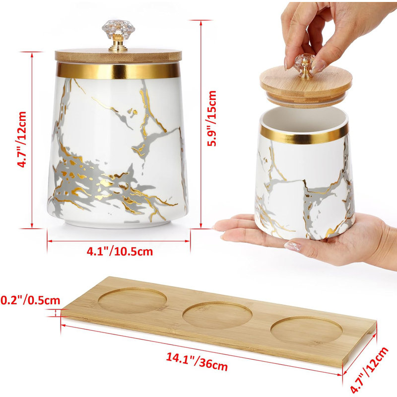 Set Of 3 Canisters Set For Sugar Coffee Tea With Airtight Lid, Ceramic Storage Containers Sets White Storage Pots With Tray Storage Jar Decorative Canisters Sets For For Kitchen Counter